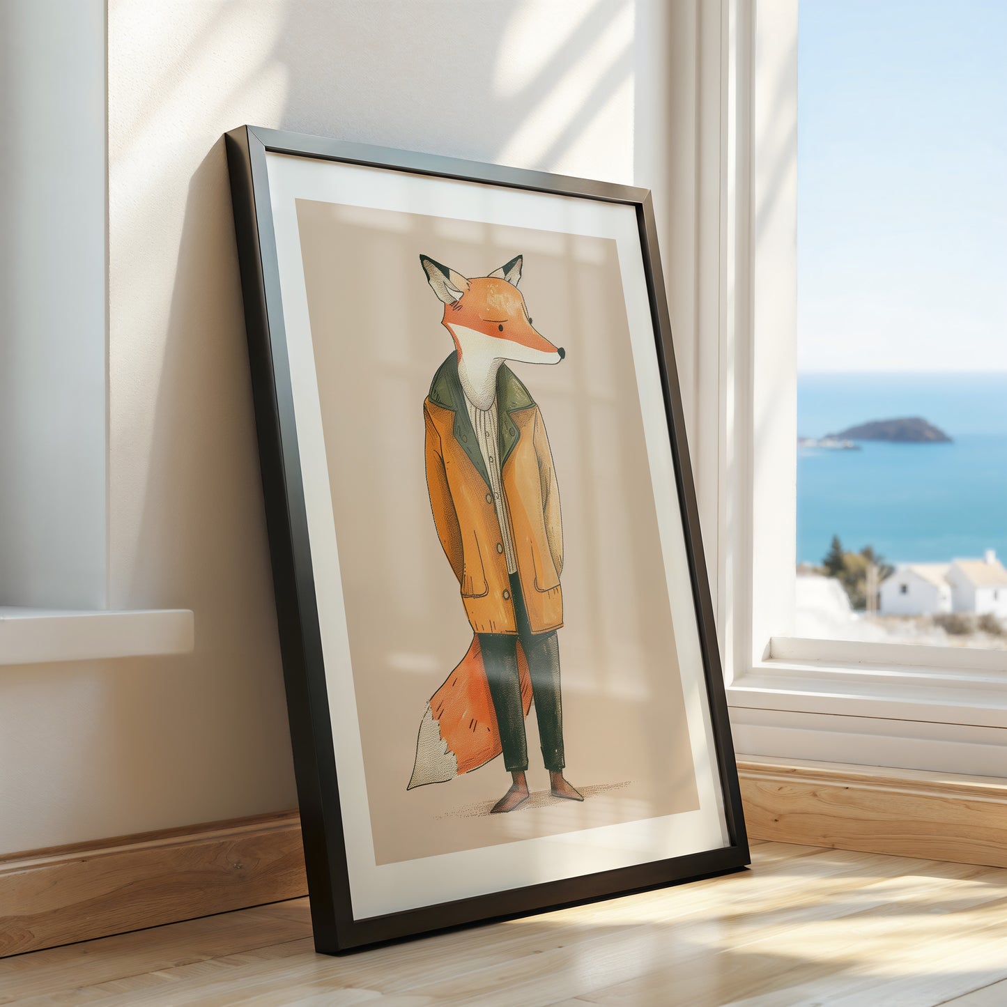 Woodland art print - Charming Fox in a Jacket Kids Wall Art