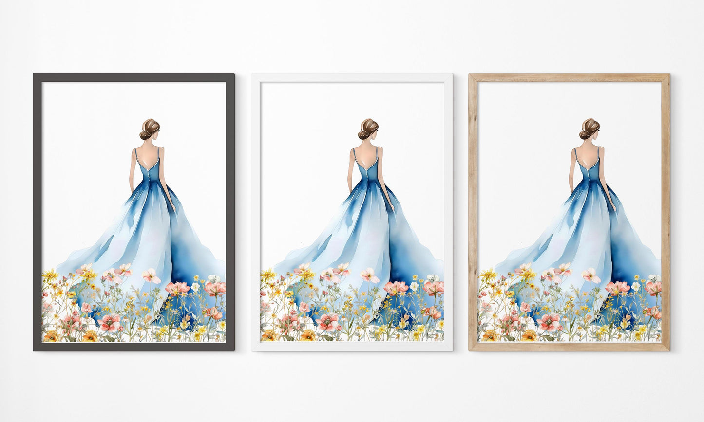 Whimsical princess Nursery | Birth Announcement, Nursery Decor, Big girl room, Newborn Gift | blue nursery | Wildflowers | Baby shower