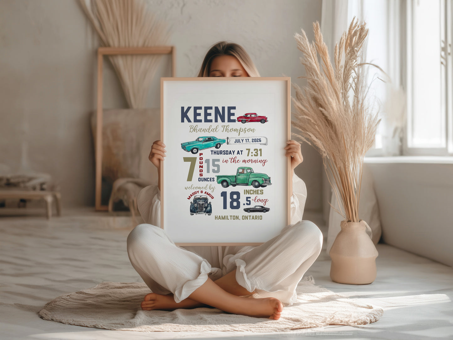 Classic Car Birth Announcement – Vintage Baby Gift Print