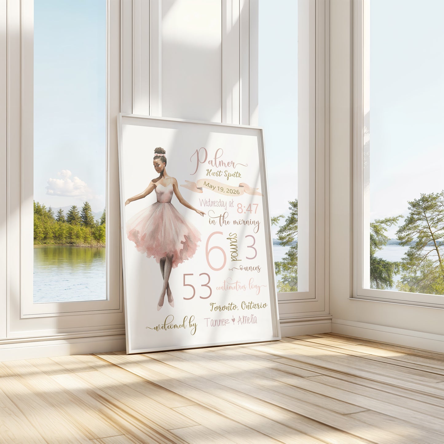 Ballerina Birth Announcement – Personalized Baby Name Print