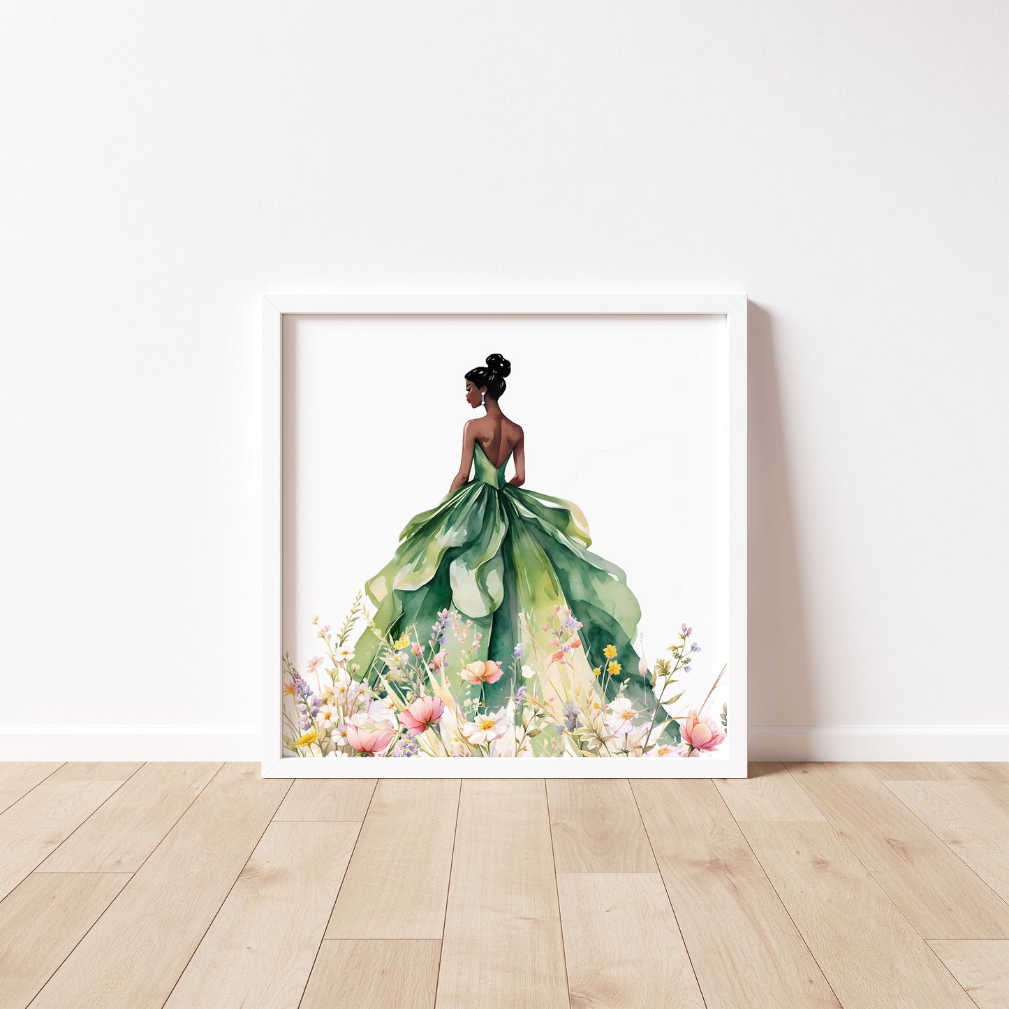 Princess Tiana Watercolor Wall Art | Fairytale Nursery & Kids Decor