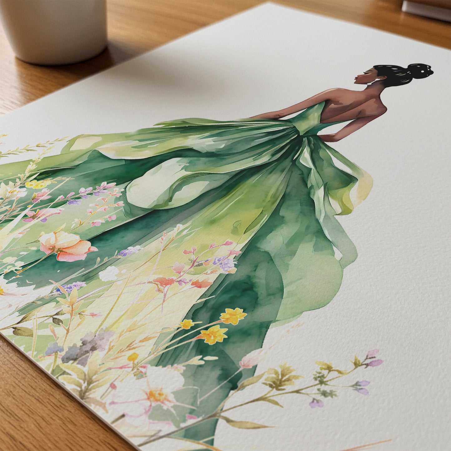 Princess Tiana Watercolor Wall Art | Fairytale Nursery & Kids Decor