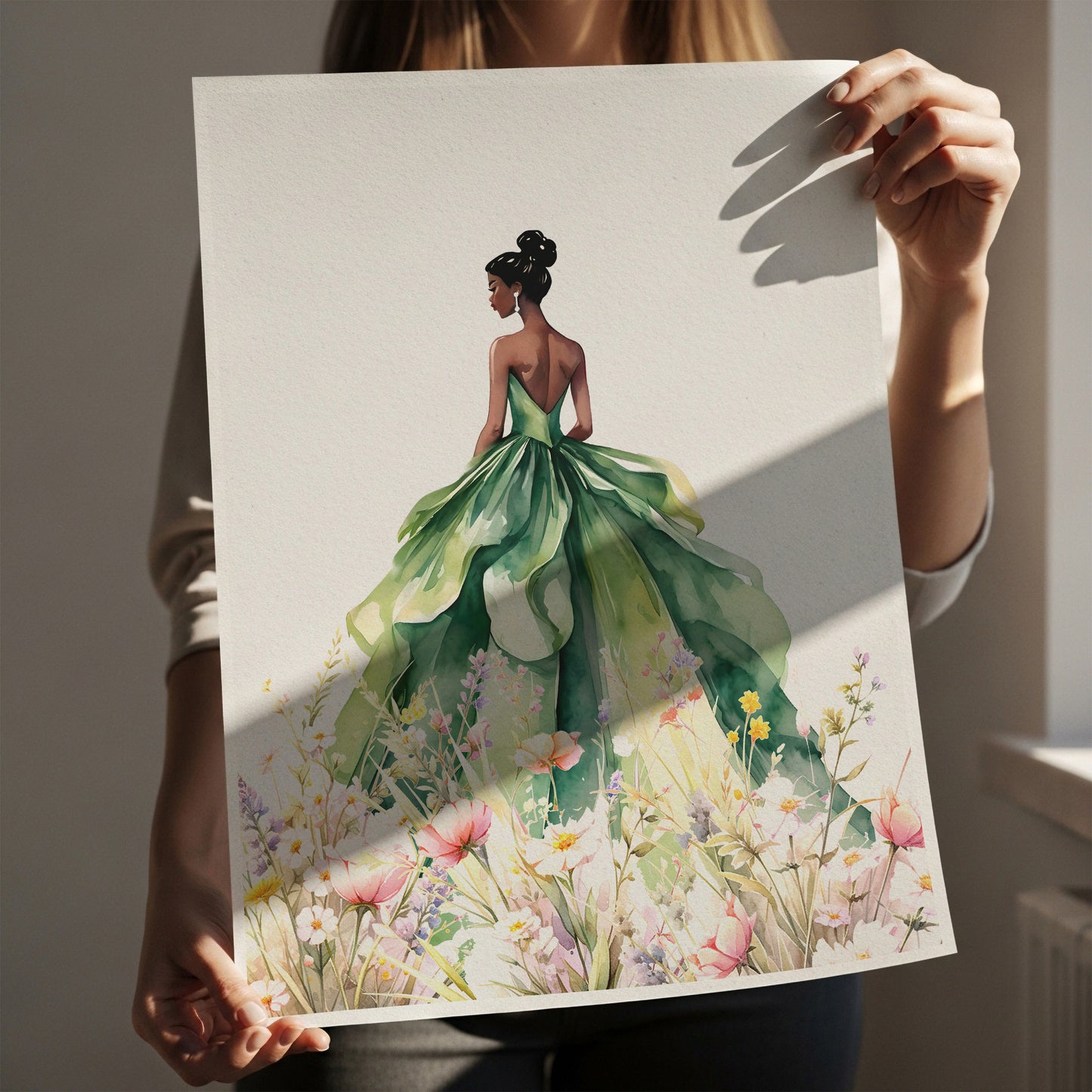 Princess Tiana Watercolor Wall Art | Fairytale Nursery & Kids Decor