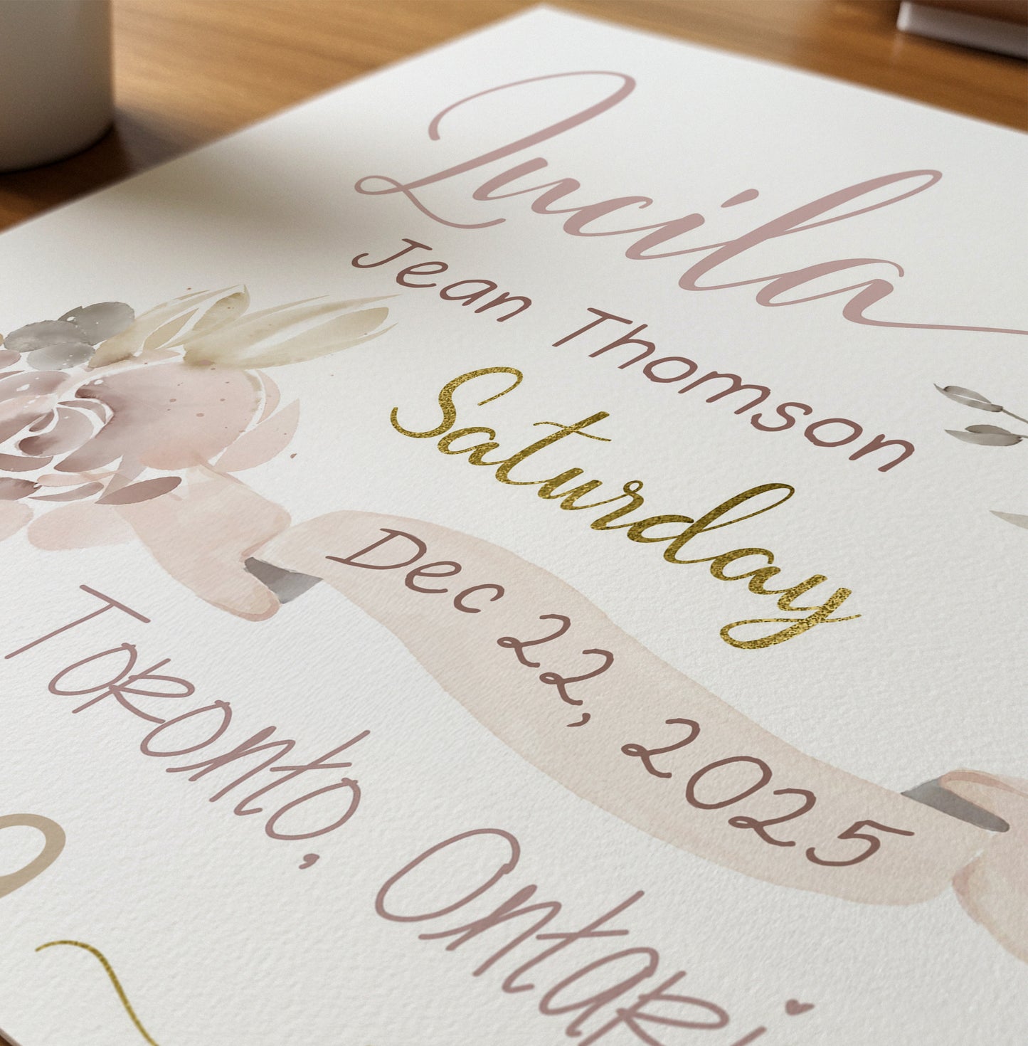 Printable Birth Announcement – Custom Baby Nursery Wall Art
