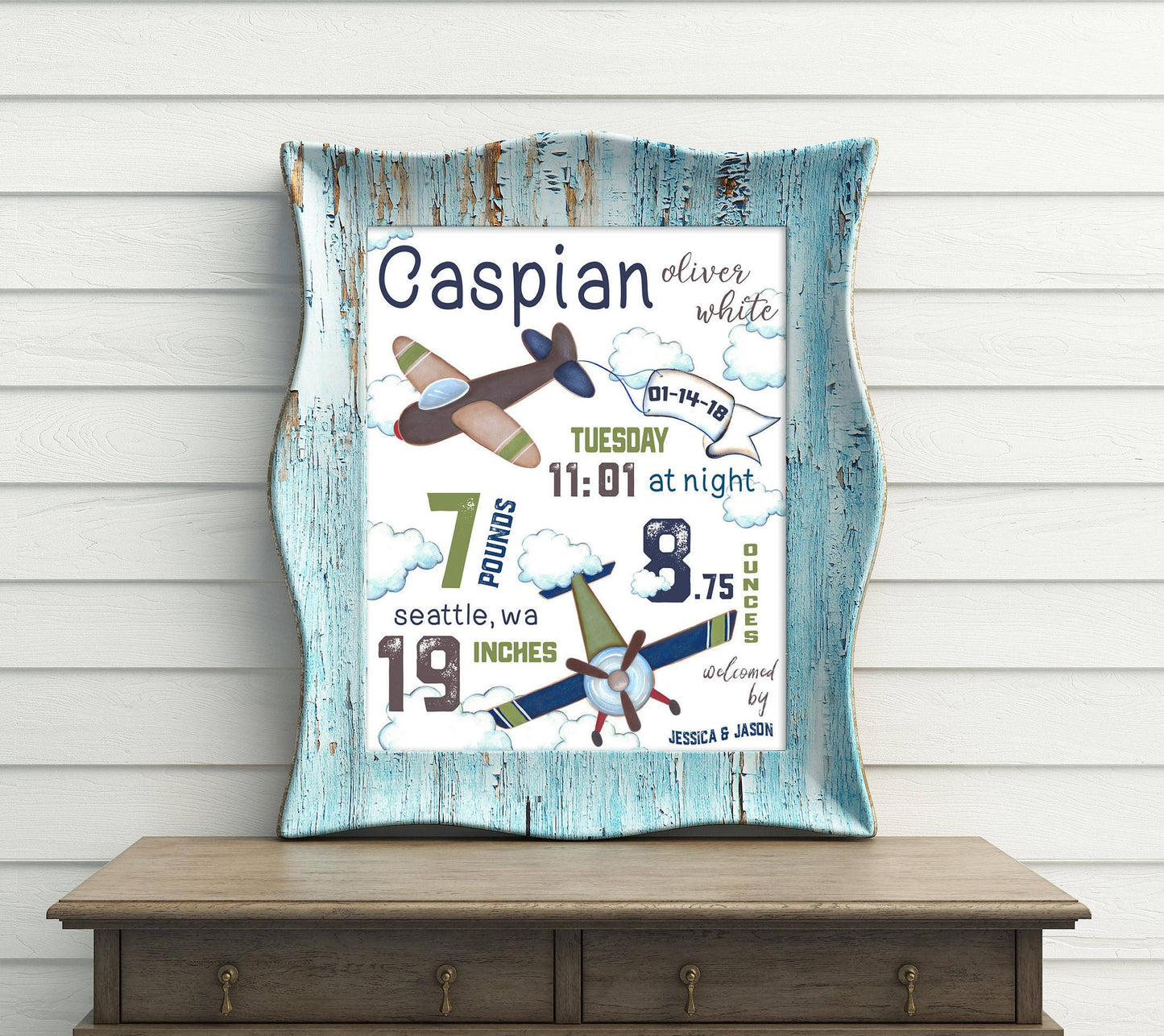 Airplane, Birth stats, Birth details, Airplane Nursery, Personalized, nursery, baby gift, Baby shower, Airplane, keepsake, wall art, custom