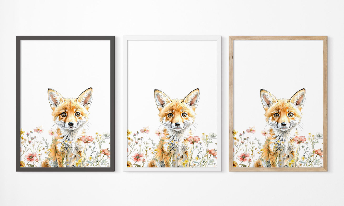 Woodland Nursery | Birth Announcement, Nursery Decor, Bear nursery, Newborn Gift | Fox nursery | Wildflowers and woodlands | Baby shower