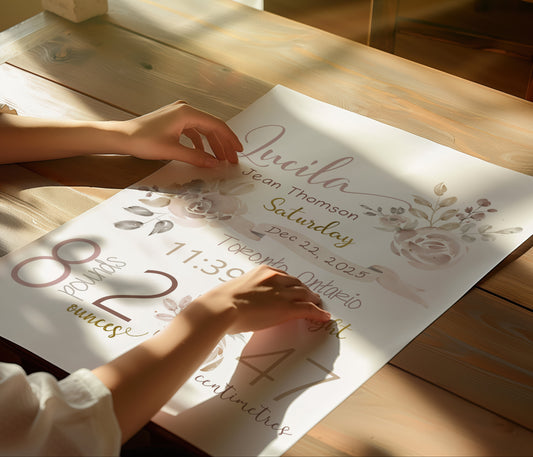 Printable Birth Announcement – Custom Baby Nursery Wall Art